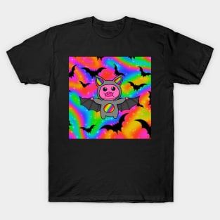 Rainbow Bat Pig T-Shirt